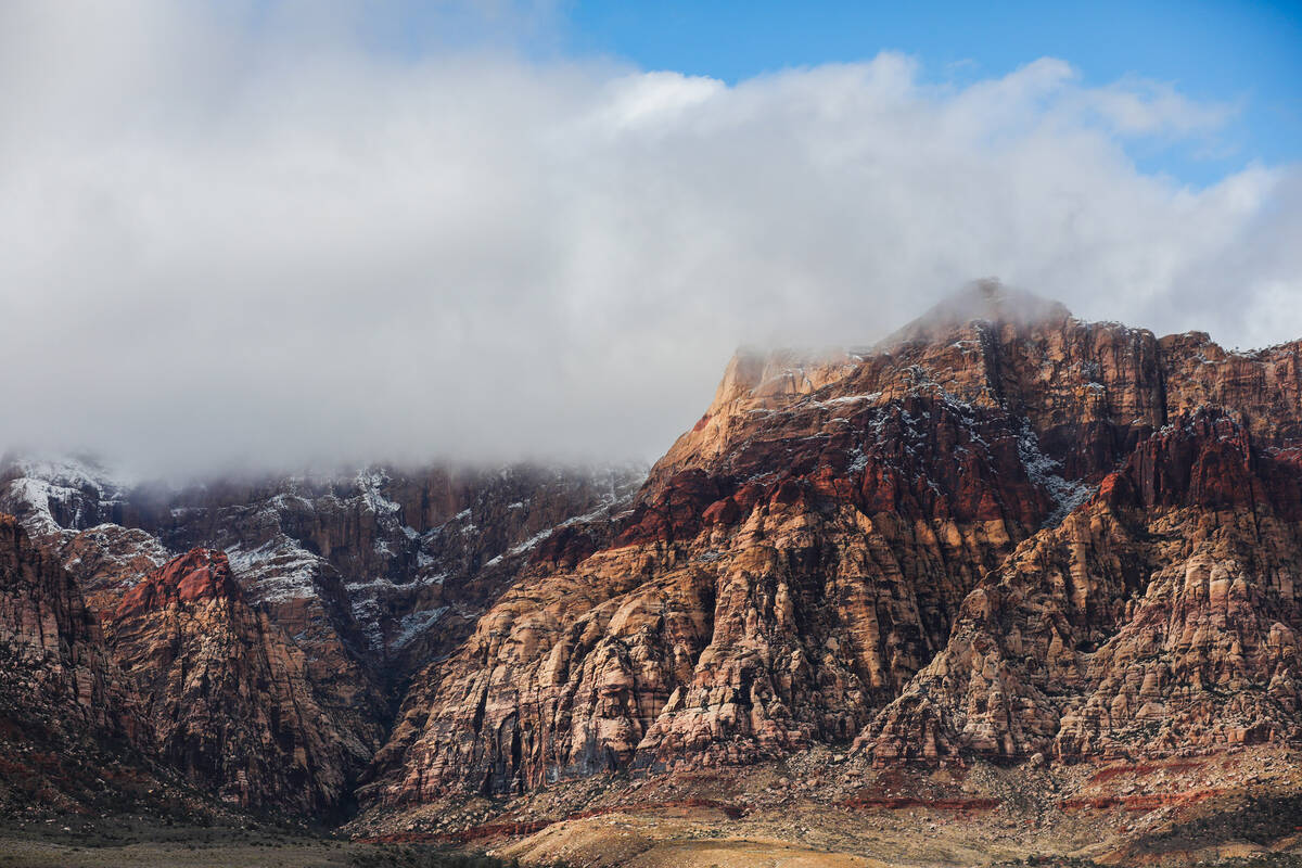 A dusting of snow blankets Red Rock Canyon on Wednesday, Jan. 3, 2024, in Las Vegas. (Daniel Pe ...