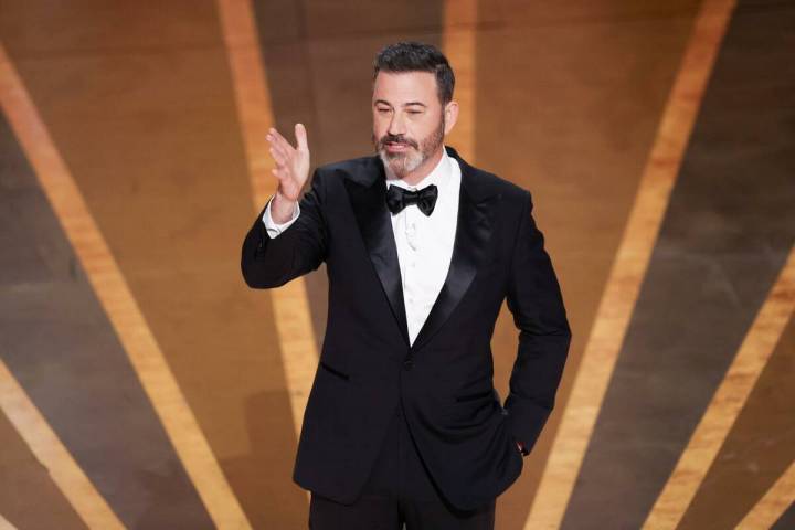 Jimmy Kimmel delivers his opening monologue at the 95th Academy Awards in the Dolby Theatre on ...