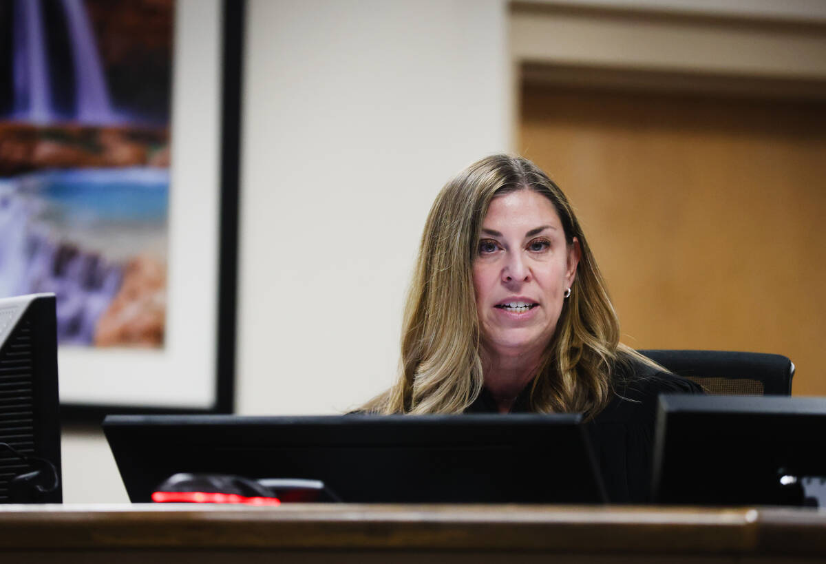 Clark County Family Court Judge Amy Mastin presides over a certification hearing for one of the ...