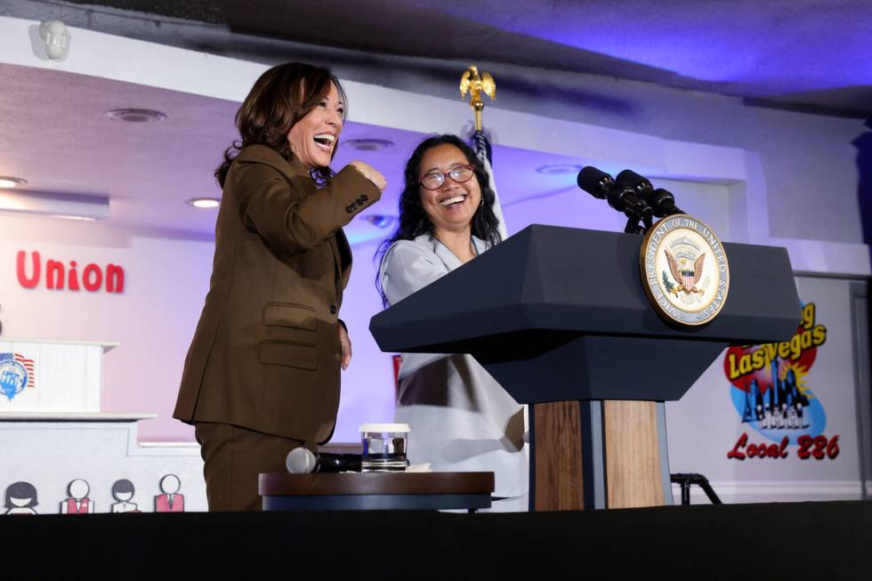 Vice President Kamala Harris speaks to Culinary Union members and guests at union headquarters ...