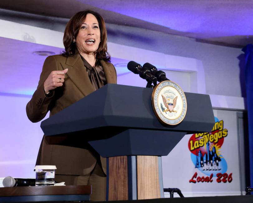 Vice President Kamala Harris speaks to Culinary Union members and guests at union headquarters ...