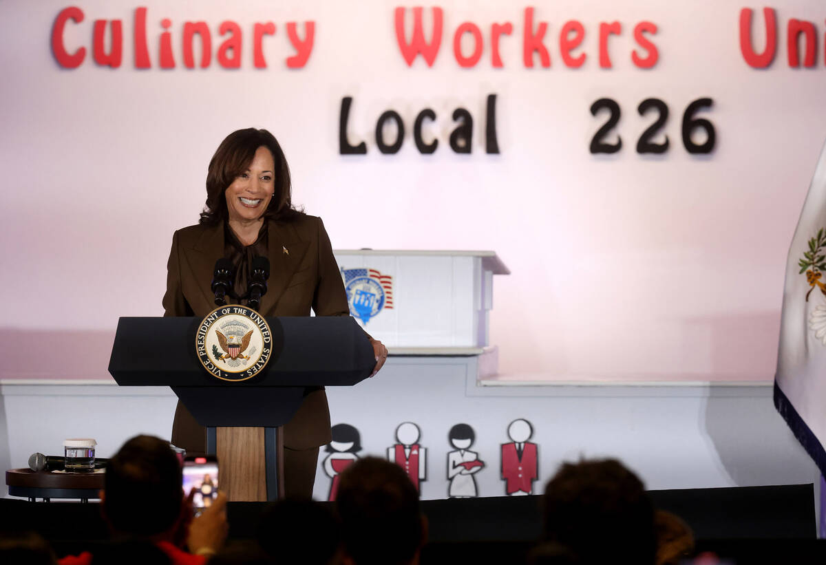 Vice President Kamala Harris speaks to Culinary Union members and guests at union headquarters ...