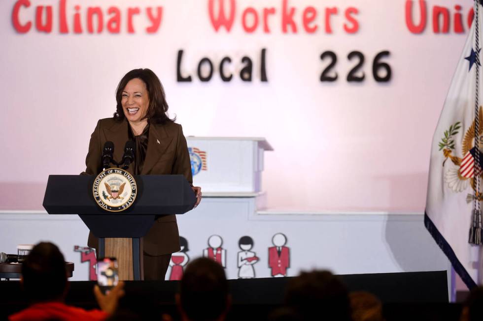 Vice President Kamala Harris speaks to Culinary Union members and guests at union headquarters ...