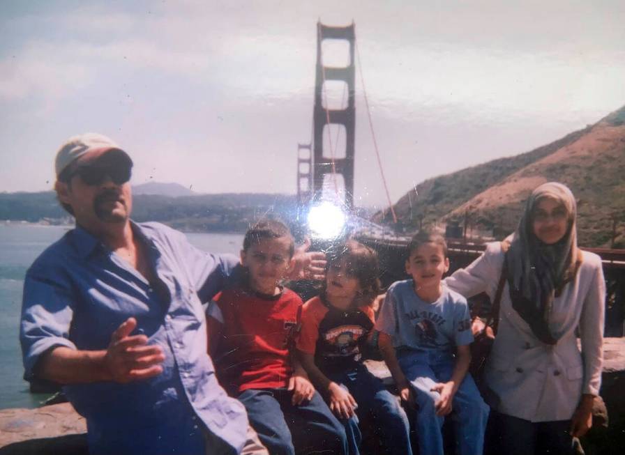 This undated image provided by Fadi Sckak shows a family photo of Abedalla Sckak with his wife ...