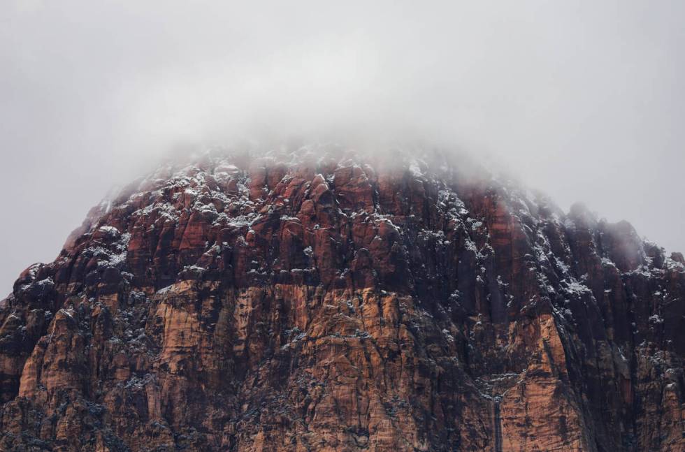 A dusting of snow blankets Red Rock Canyon on Wednesday, Jan. 3, 2024, in Las Vegas. (Daniel Pe ...