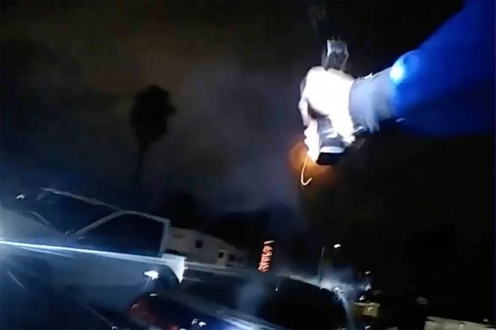 Bodycam footage released by the North Las Vegas Police Department show officers reacting to Jav ...