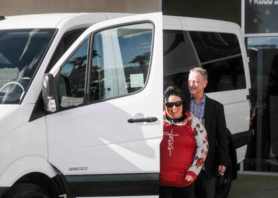 Karen Lopez, whose husband Jerry Lopez was killed in a carjacking spree, checks out her new car ...