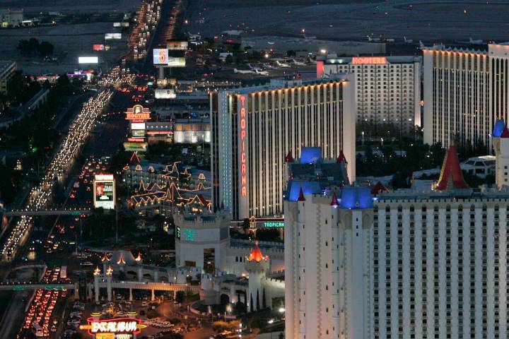 The Las Vegas Strip, including the Tropicana hotel-casino, Hooters hotel-casino and the Excalib ...