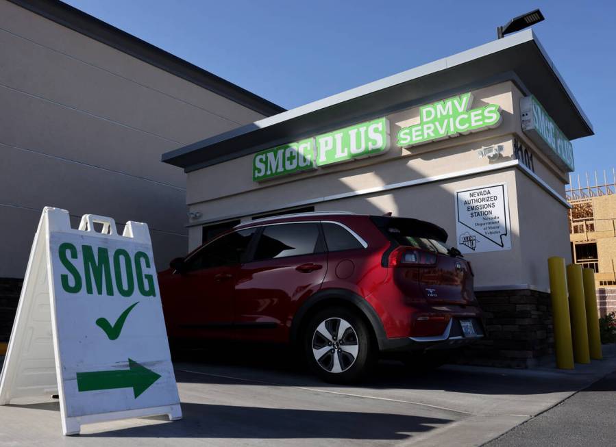 A Smog Plus DMV Registration kiosk in Las Vegas Thursday, April 27, 2023. (K.M. Cannon/Las Vega ...