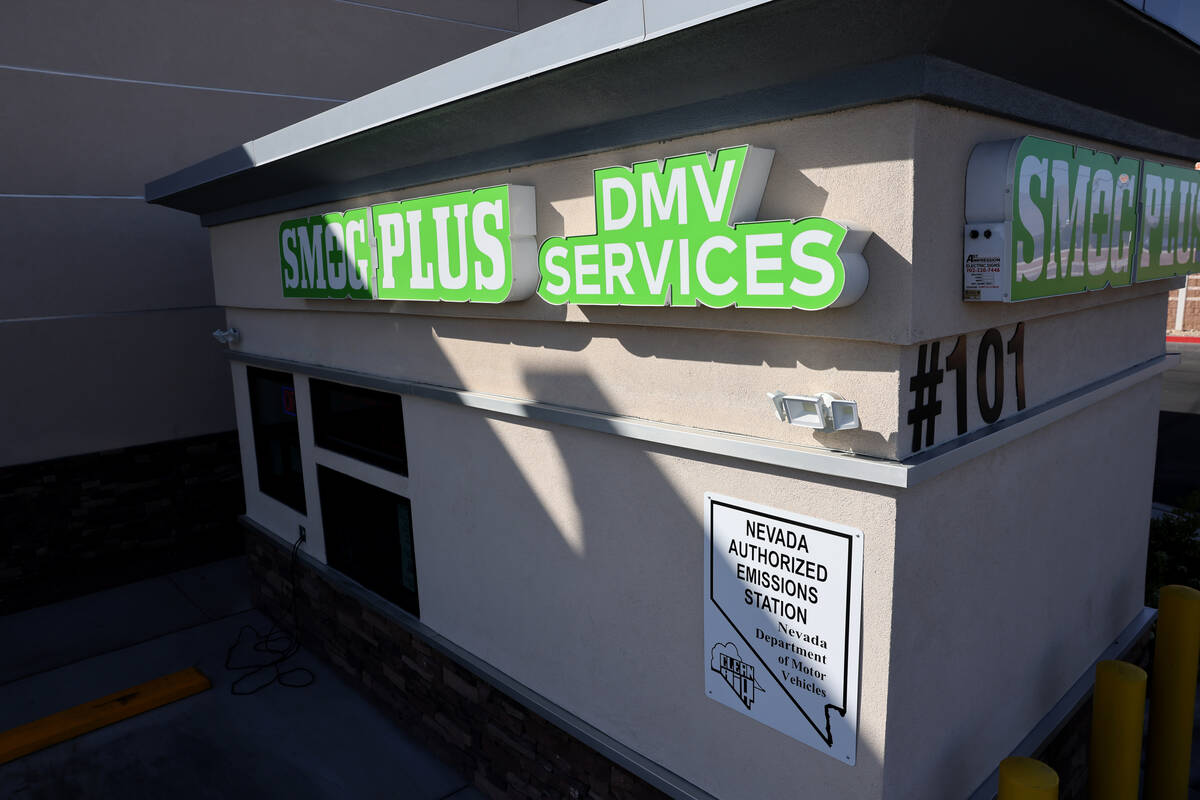 A Smog Plus DMV Registration kiosk in Las Vegas Thursday, April 27, 2023. (K.M. Cannon/Las Vega ...