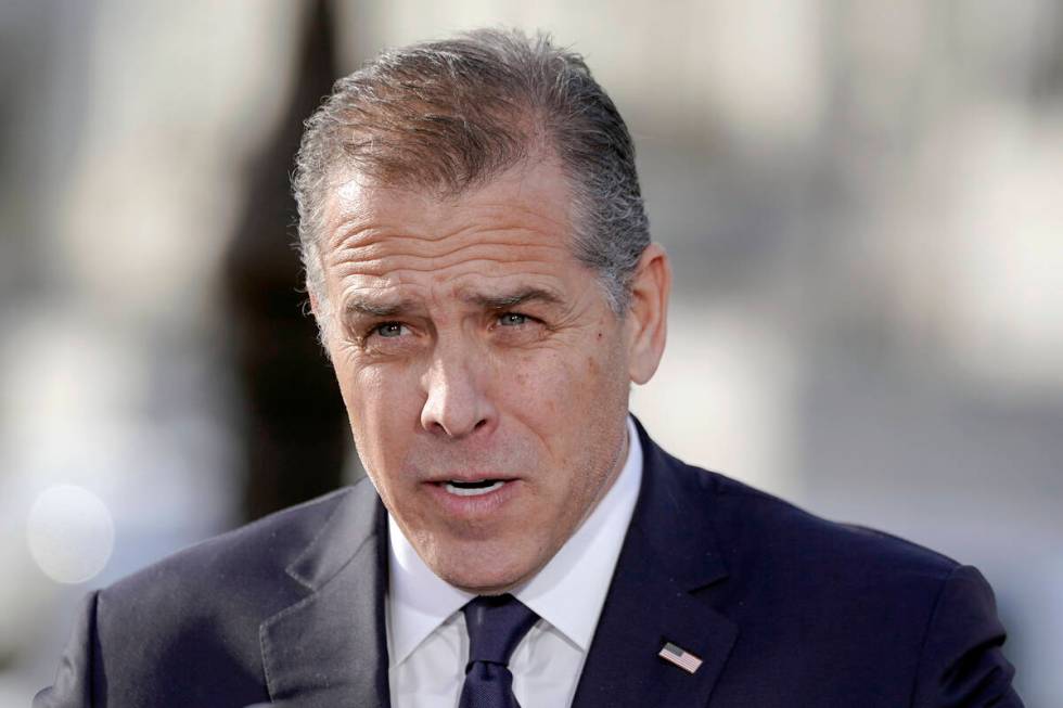 Hunter Biden, son of President Joe Biden, speaks during a news conference outside the Capitol, ...