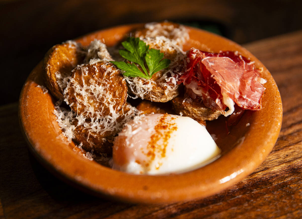 Patatas Bravas is pictured at Casa de Raku, a tapas bar, on Tuesday, Jan. 9, 2024, in Las Vegas ...