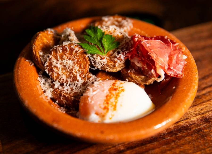 Patatas Bravas is pictured at Casa de Raku, a tapas bar, on Tuesday, Jan. 9, 2024, in Las Vegas ...