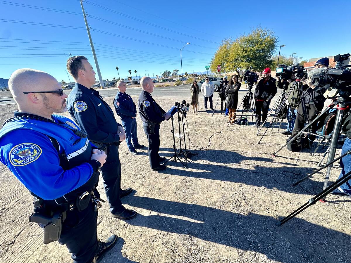 Deputy Chief Jonathan Boucher of the Henderson Police Department speaks to the media on Jan. 8, ...