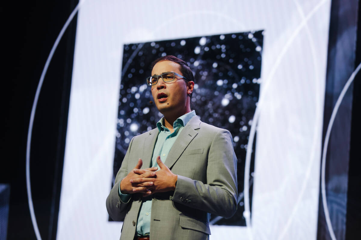 Jonathan Gabrio, head of Connected Experience Center of Samsung Electronics America, addresses ...