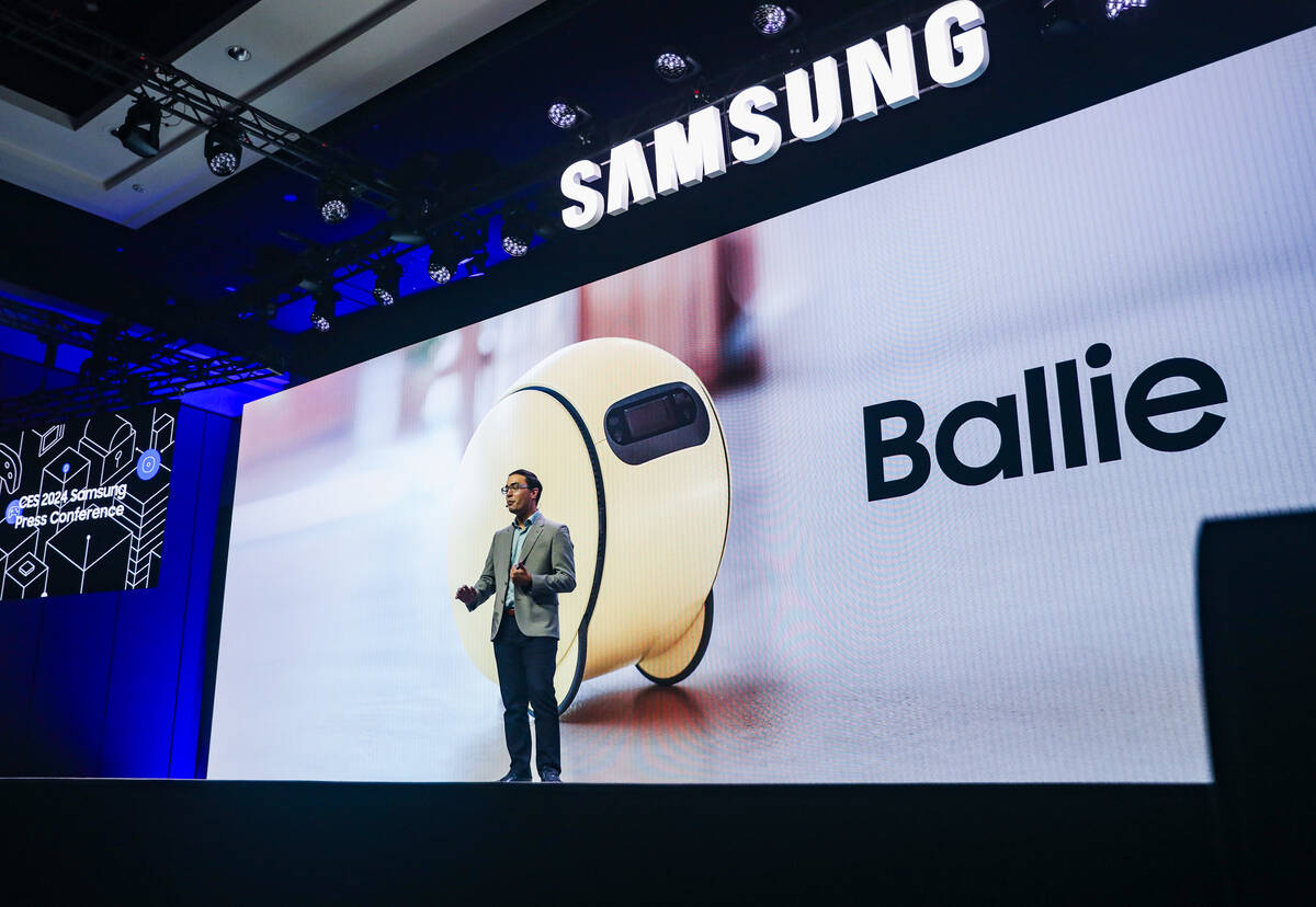 Jonathan Gabrio, head of Connected Experience Center of Samsung Electronics America, addresses ...