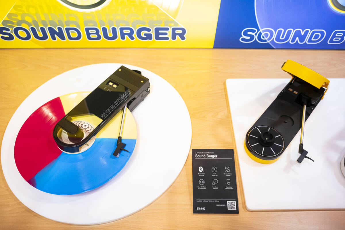 A look at the “Sound Burger” portable record players from Audio-Technica during t ...