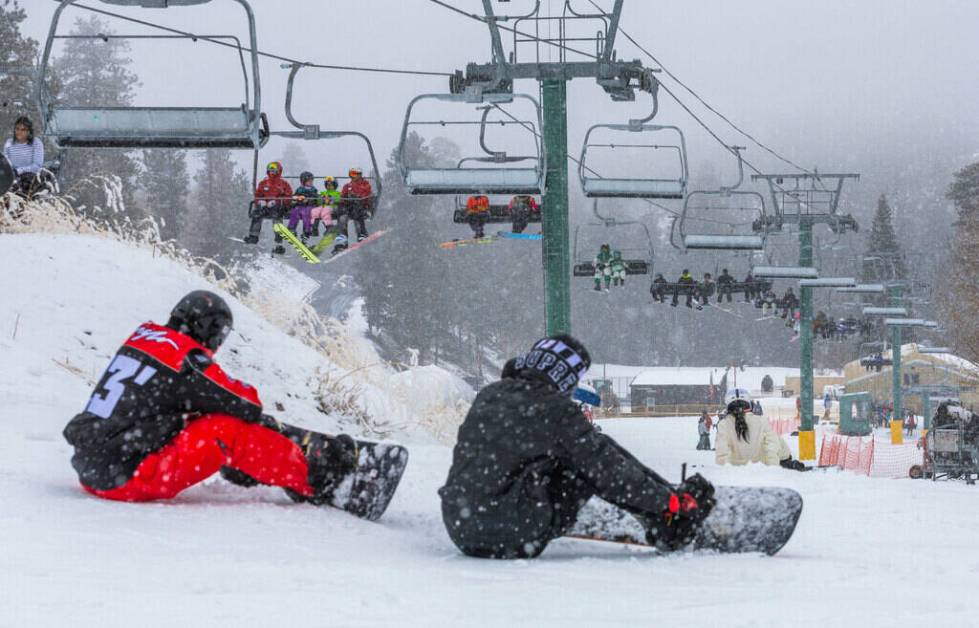 Snow of 1-2 inches is possible at Lee Canyon Ski Resort on Wednesday night, Jan. 10, 2024, acco ...