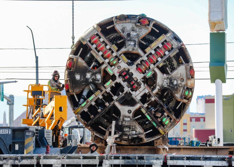 One of two boring machines on land the Boring Company recently purchased across from UNLV for a ...