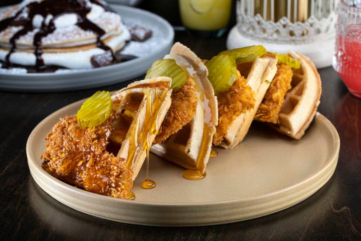 Chicken and waffles from Early Birds, a breakfast spot planned to open in March 2024 in southwe ...