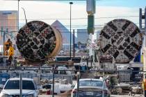 Two boring machines on land the Boring Company recently purchased across from UNLV for a planne ...