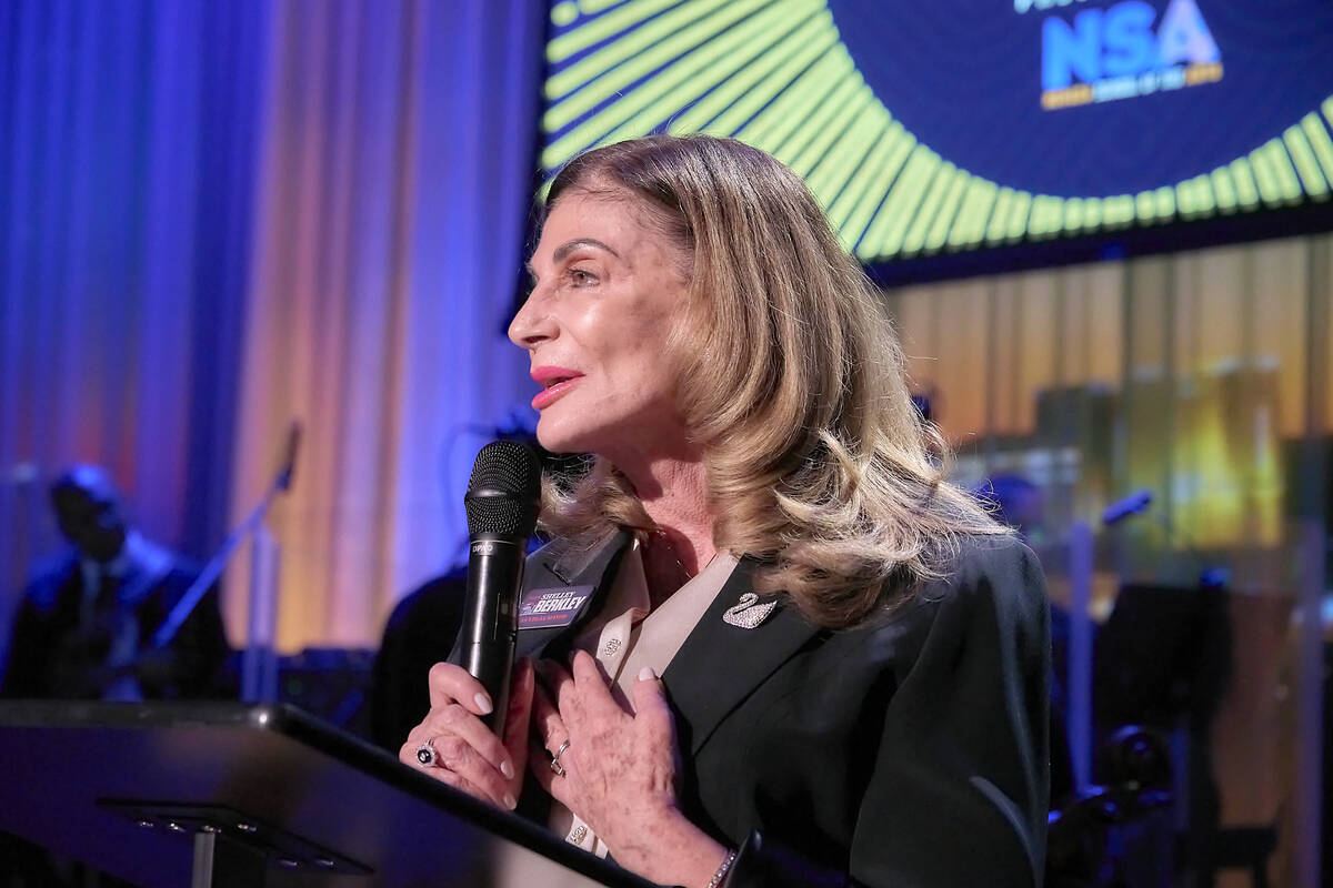 Former Rep. Shelley Berkley is shown accepting an award at the Nevada School of the Arts Dream ...