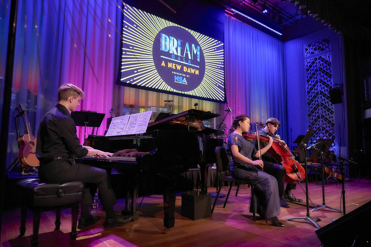 Pianist Scott Tilton, violinist Ella Cho and cellist Antonia McDonald are shown at the Nevada S ...