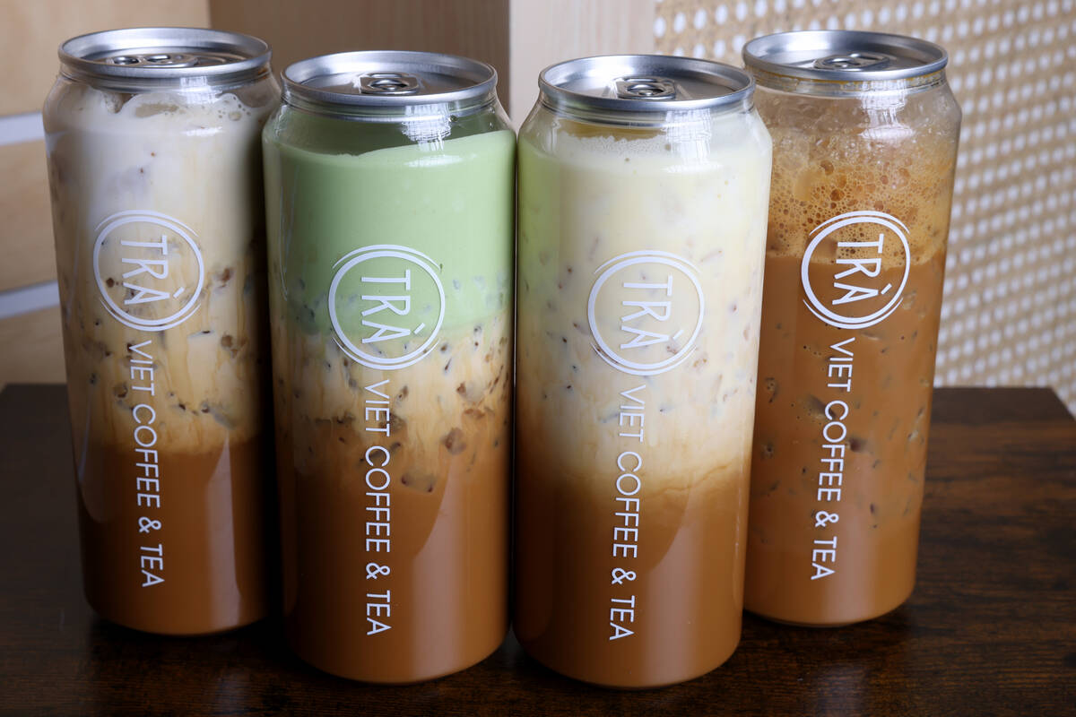 Coconut Cream coffee, from left, Matcha Cream coffee, Hanoi coffee and Classic Viet coffee drin ...