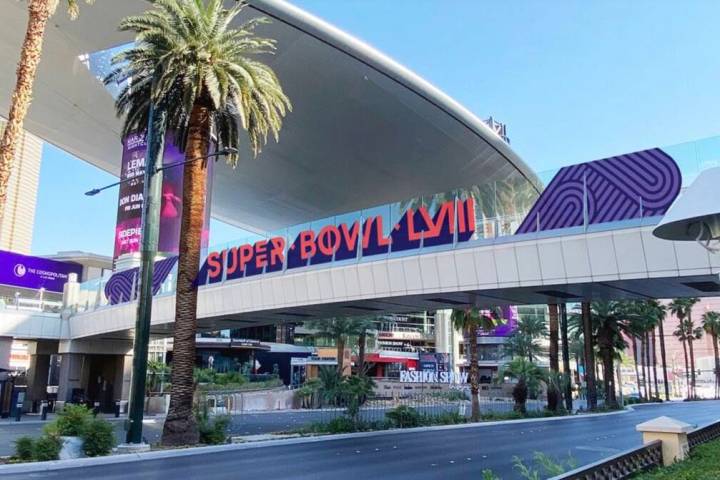 A rendering of possible Super Bowl signage on the Las Vegas Strip. (NFL)