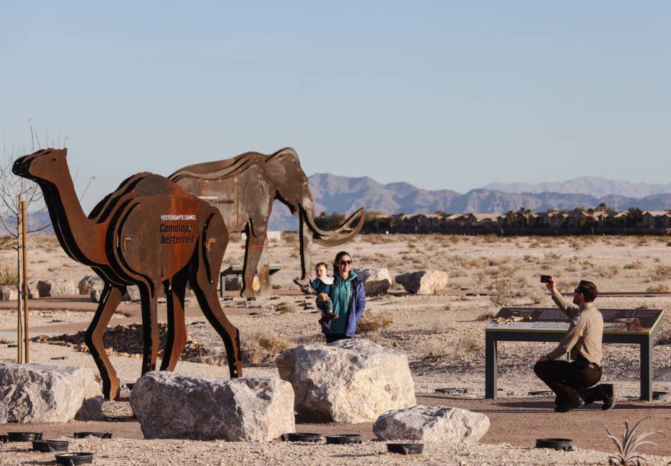 Kyle Groth, a ranger with Spring Mountain Ranch State Park, takes a photo of his wife Katia Gro ...