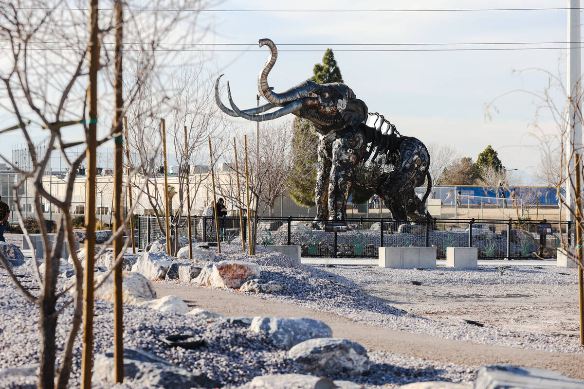 A life-size Columbian mammoth art sculpture by 17-year-old Tahoe Mack, who partnered with local ...