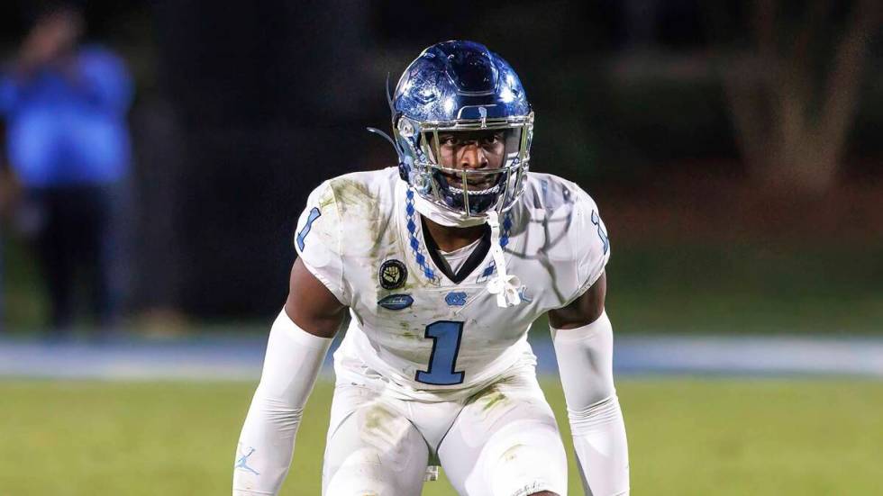 North Carolina's Tony Grimes (1) defends during an NCAA football game on Saturday, Oct. 15, 202 ...