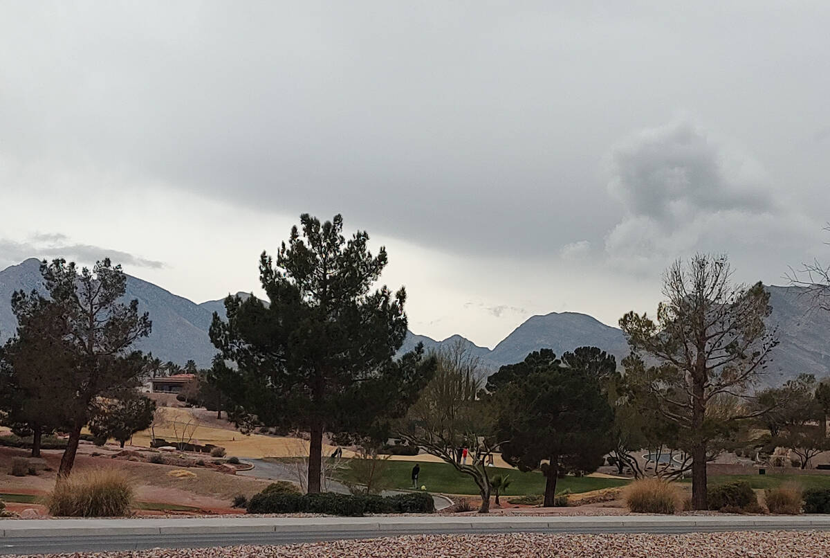 Clouds over the Eagle Crest Golf Course in Summerlin on Saturday, Jan. 20, 2024. (Marvin Clemon ...