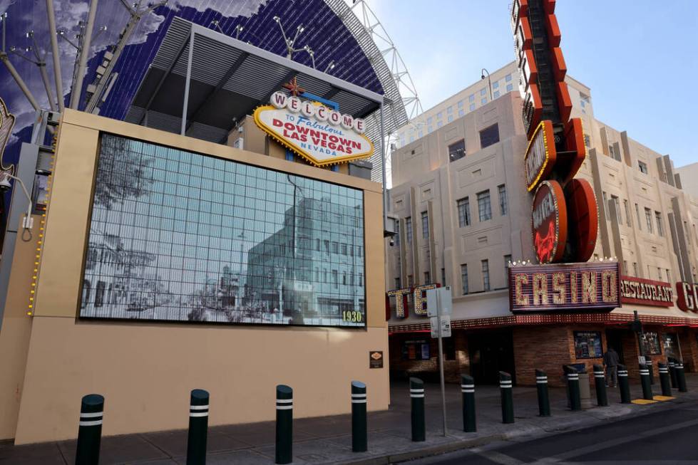 A historical photo of the Sal Sagev hotel (Las Vegas spelled backwards), which became the Golde ...