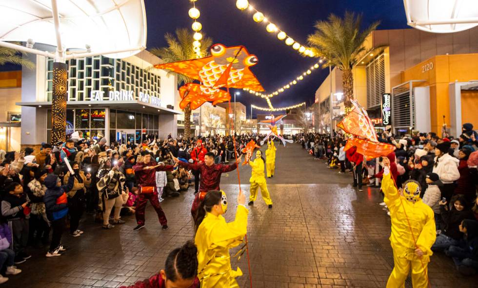 Best Agency performers entertain the crowd during Downtown Summerlin's Lunar New Year Parade on ...