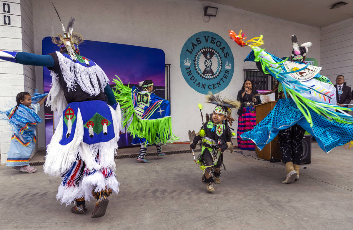 Intertribal dancers perform during a Super Bowl "Green Week" event at the Las Vegas I ...