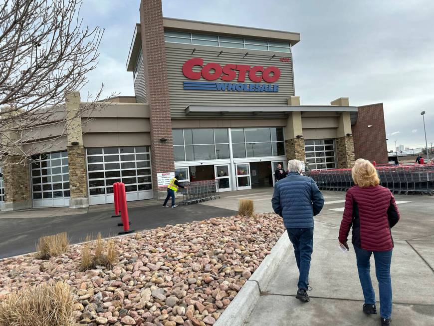 Shoppers head into a Costco warehouse Thursday, Jan. 11, 2024, in Sheridan, Colo. (AP Photo/Dav ...