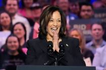 Vice President Kamala Harris speaks on the campus of George Mason University in Manassas, Va., ...