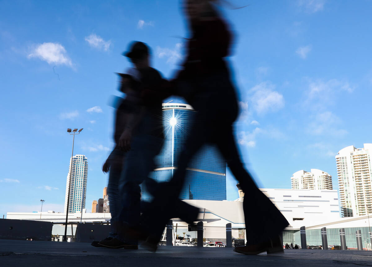 People walk by Fontainebleau Las Vegas on Friday, Dec. 8, 2023 in Las Vegas. (Daniel Pearson/La ...