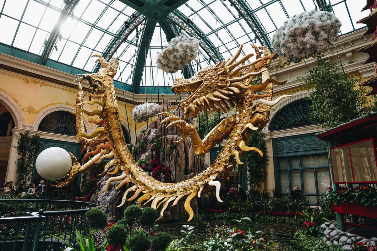 A Chinese New Year themed display is seen at the Bellagio Conservatory and Botanical Gardens on ...