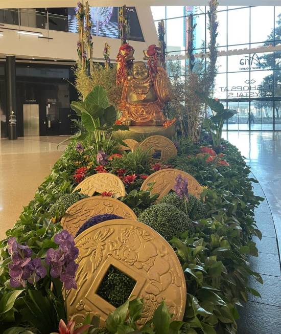 Buddha display at The Shops at Crystals. (The Shops at Crystals)