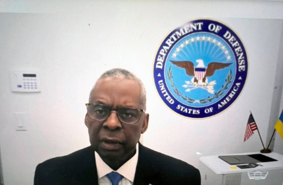 In this Department of Defense video, Defense Secretary Lloyd Austin provides opening remarks at ...
