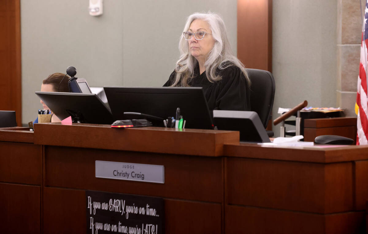 Judge Christy Craig presides during a competency hearing for Tyson Hampton at the Regional Just ...