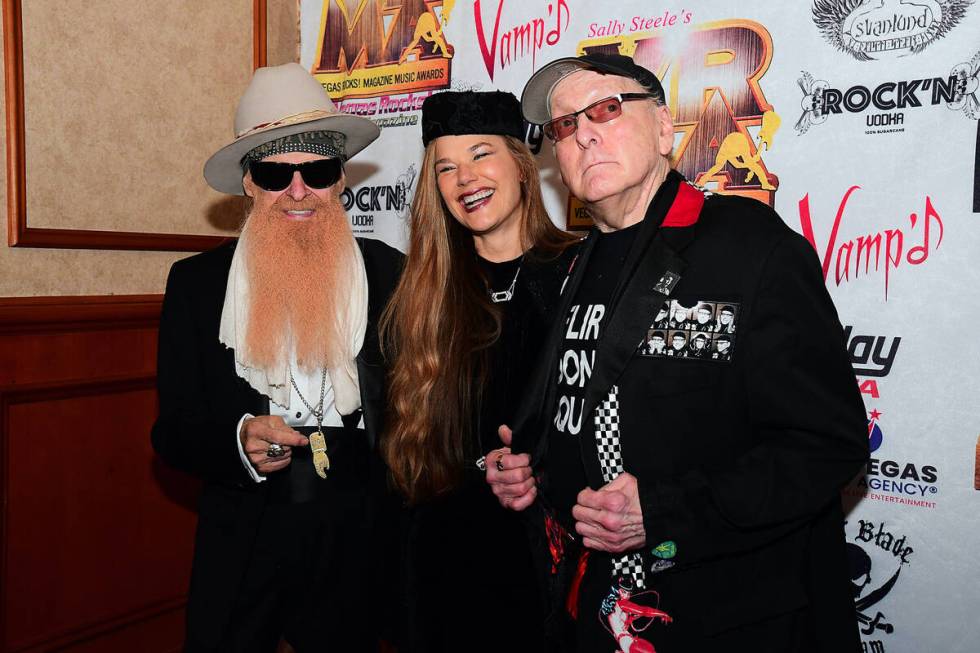 Billy F. Gibbons; Gibbons wife, Gilligan; and Cheap Trick's Rick Nielsen are shown at the “Ve ...