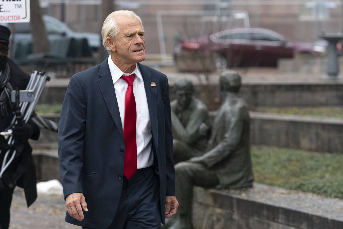 Former Trump White House official Peter Navarro arrives at U.S. Federal Courthouse in Washingto ...