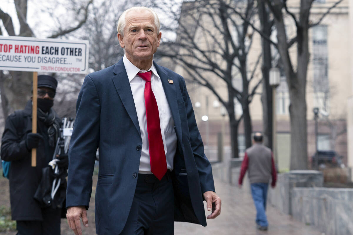 Former Trump White House official Peter Navarro arrives at U.S. Federal Courthouse in Washingto ...