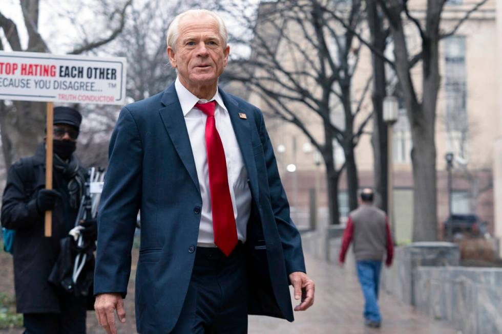 Former Trump White House official Peter Navarro arrives at U.S. Federal Courthouse in Washingto ...