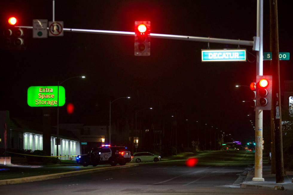 The scene of a crash at the intersection of South Decatur and West Oakey Boulevards in 2022 in ...