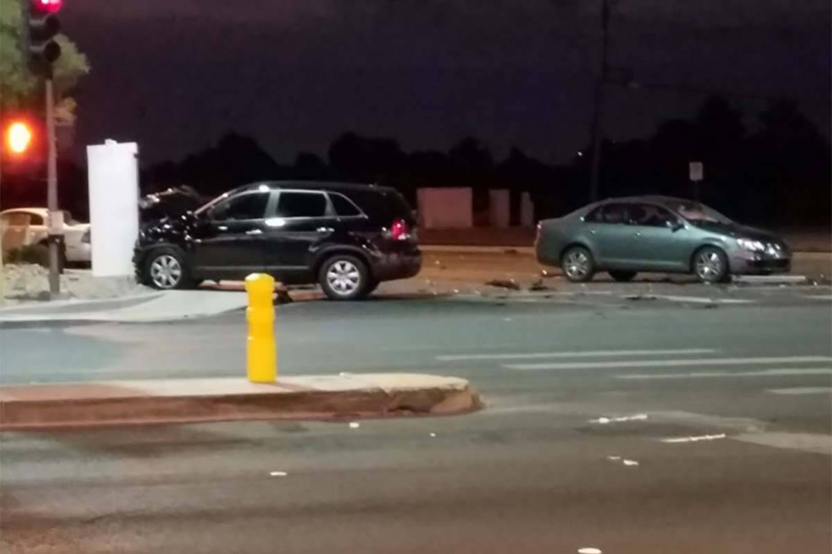 A three-car crash at West Russell Road and South Jones Boulevard in February 2017. (Las Vegas R ...