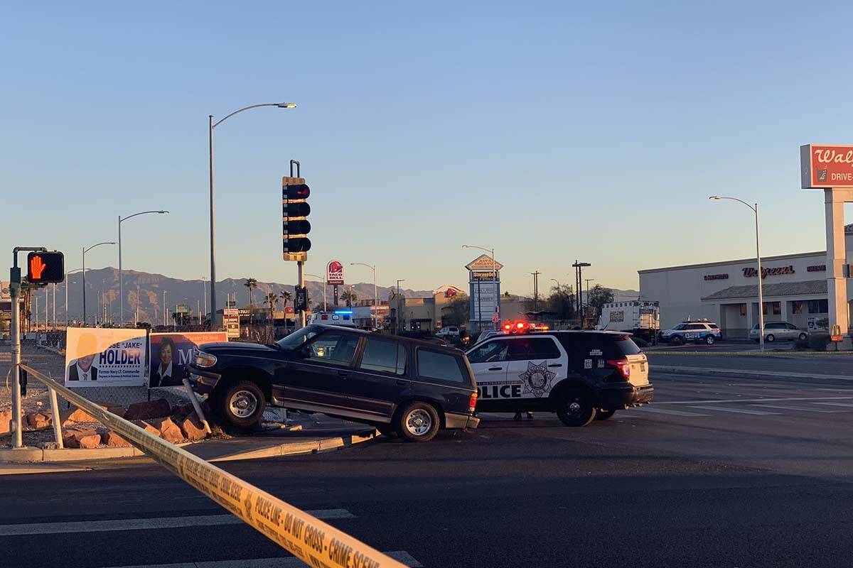 A pedestrian died after a crash at Alta Drive and South Decatur Boulevard in February 2019. (La ...